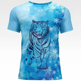 Футболки с полной запечаткой: Тигр со снежинками